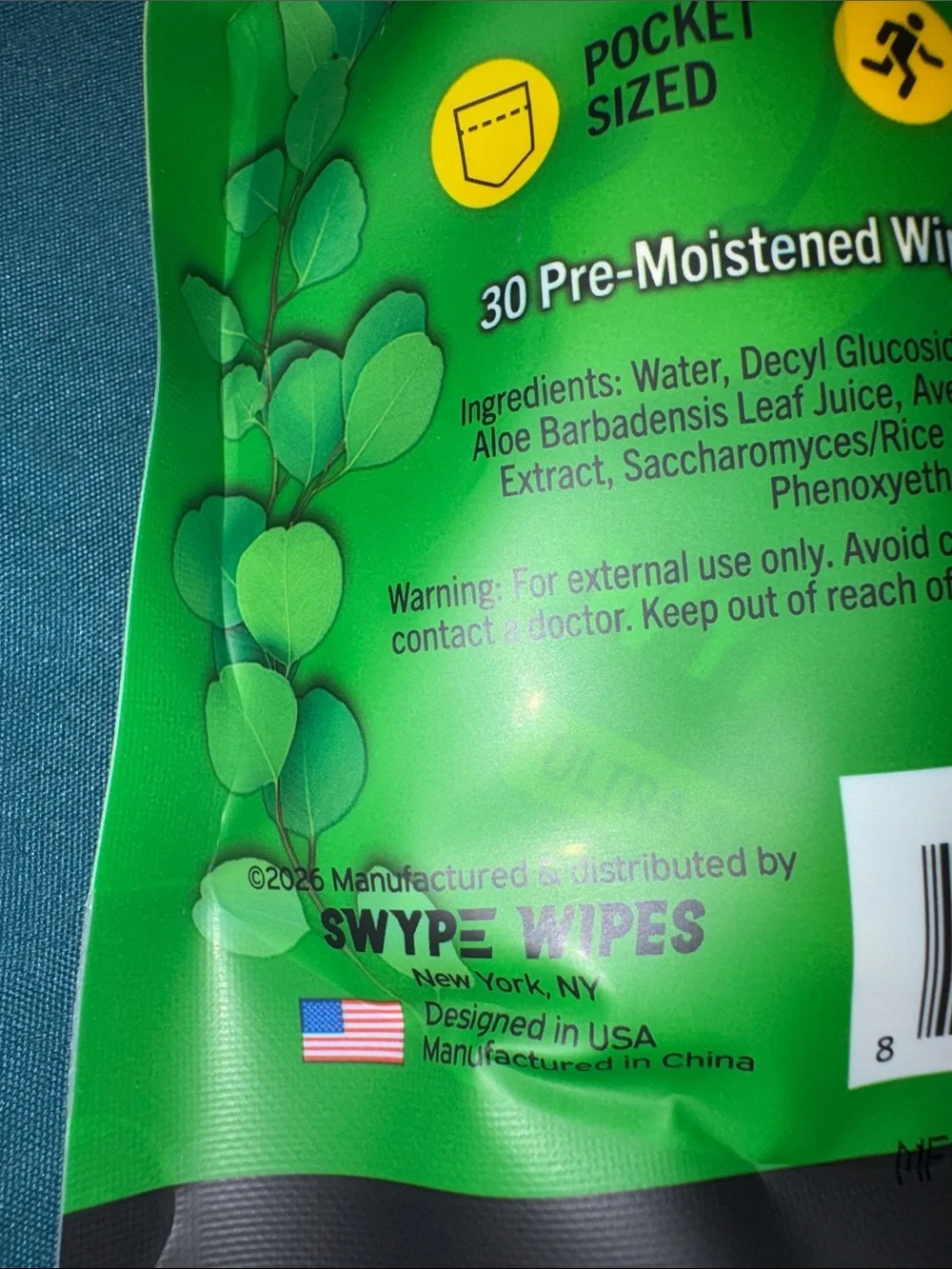Swipe Wipes - Eucalyptus Face & Body Cleansing Wipes - 30 Individually wrapped